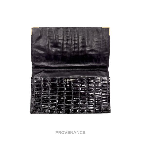 🔴 Celine Long Wallet - Black Crocodile Leather Gold - Picture 5 of 9